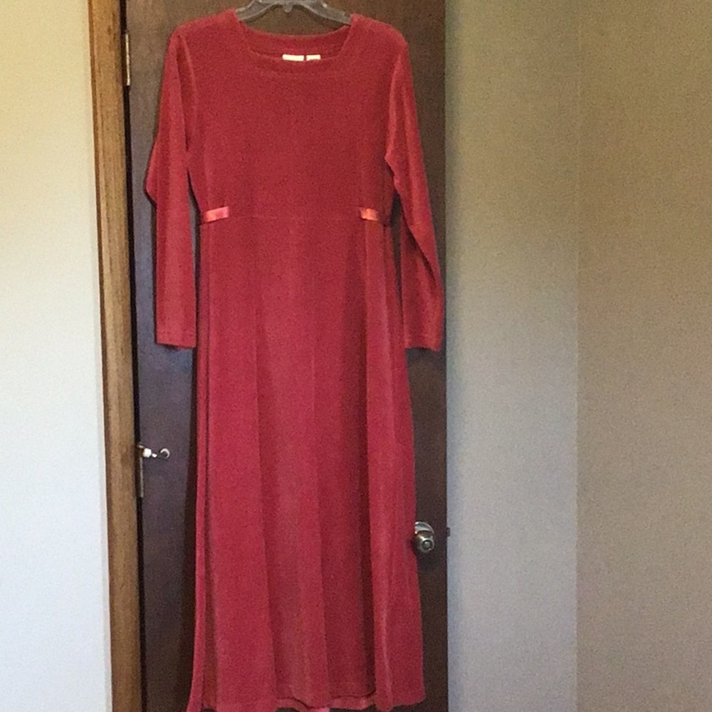 L.L. Bean red velour maxi dress